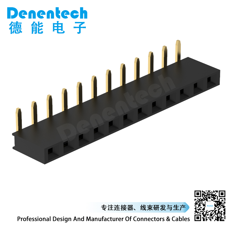 Denentech 现货供应2.54MM排母H5.7单排90度方孔排母
